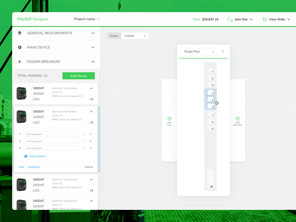 Service panel configurator